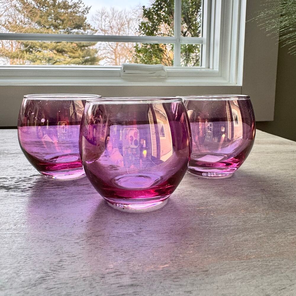 Crate & Barrel Mitzi Purple Votive Tealight Candle Holder Iridescent Set of 3